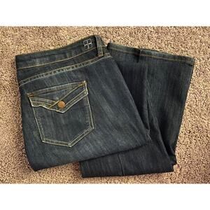 Saltworks Dark Wash Bootcut Jeans Womens 14W Flap Pocket Medium Rise